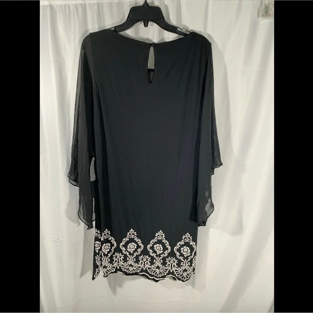 NWT $199 XSCAPE Beaded Hem Short Shift‎ Dress Black